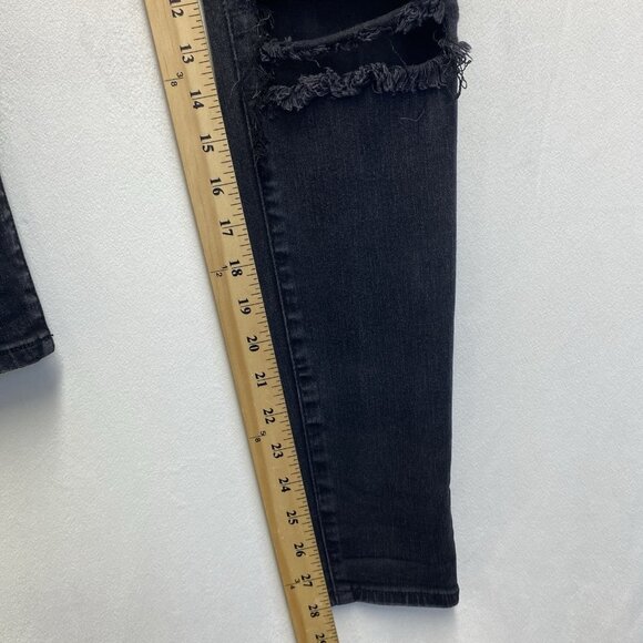 American Eagle Jegging Mid-Rise Ripped Skinny Jeans Women 6R Black Dark Wash - Picture 6 of 16
